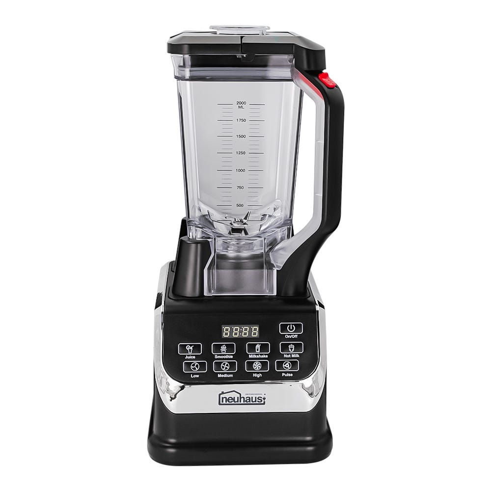 Licuadora digital con vaso de Tritán y 2 vasos para batido negra Hurrikane Neuhaus