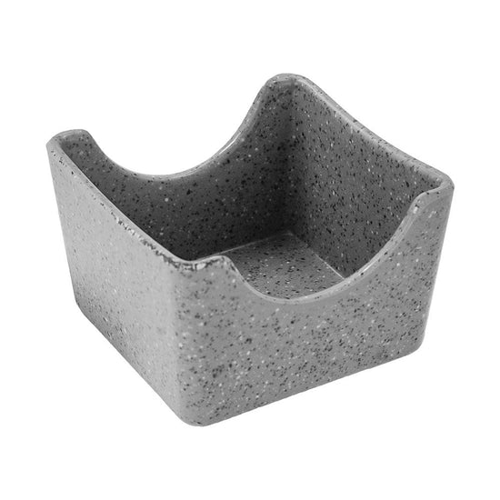 Azucarera para sobres de melamina 7.5 cm granito – vista tres cuartos