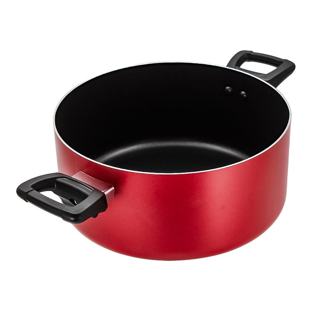 Batería de aluminio 25 piezas roja Family Cook T-fal – olla sin tapa mostrando el interior