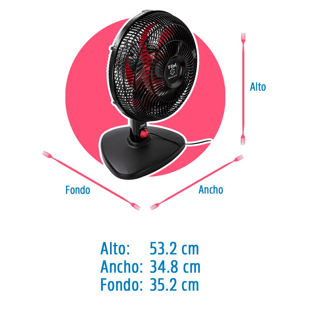 Ventilador 14 pulgadas 2 en 1 Silence Force negro con rojo VE32A3X0 T-Fal
