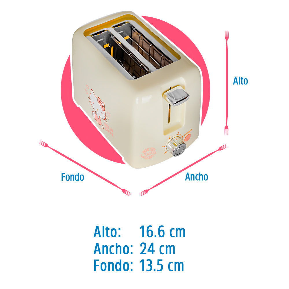 Tostador para 2 panes beige con rosa Hello Kitty HK-T2W RCA