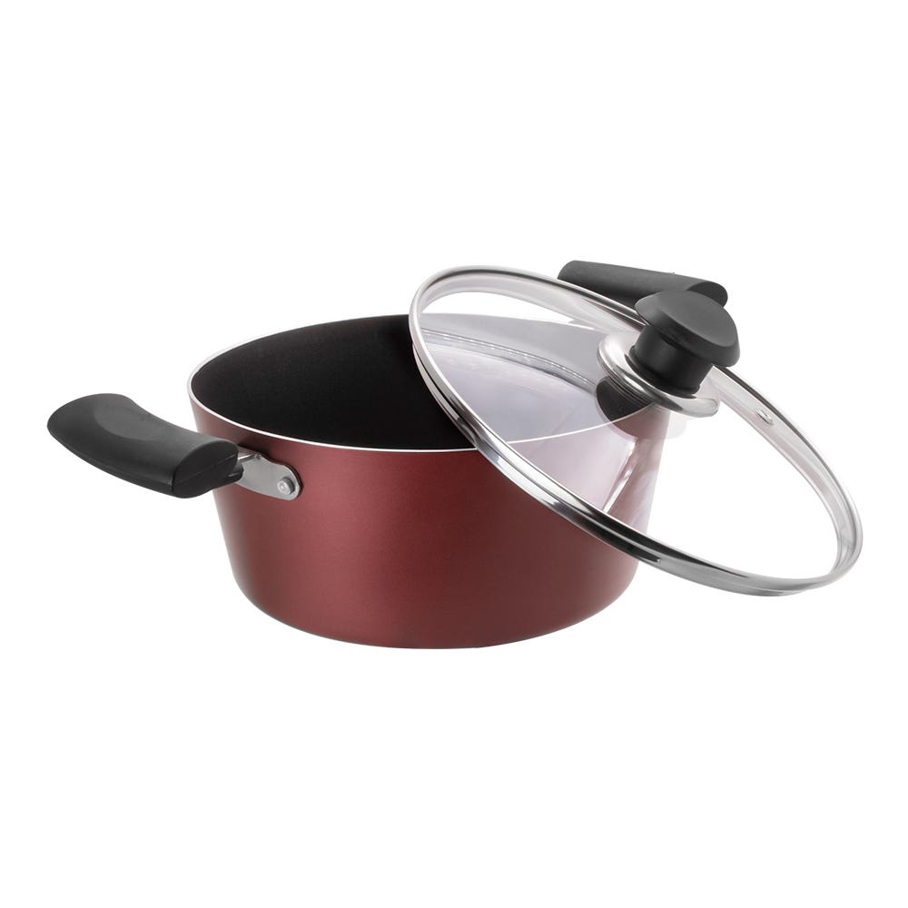 Cacerola de aluminio 20 cm con tapa de vidrio 045-103-020 Travessa
