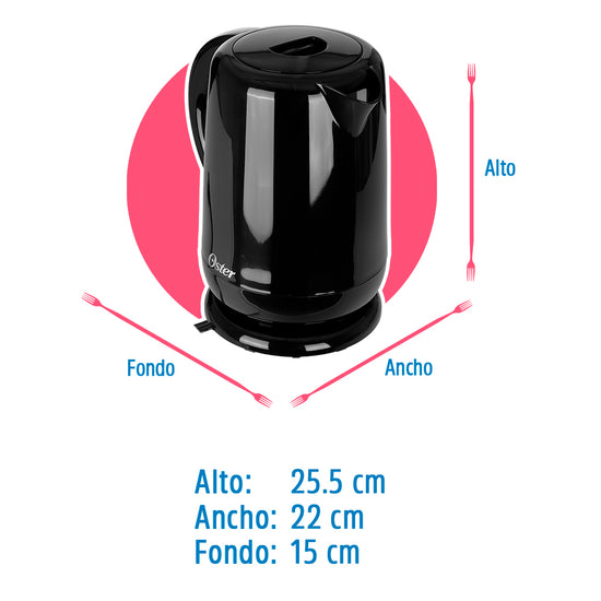Hervidor eléctrico 1.7 litros negro BVSTKT3101 Oster – vista 5