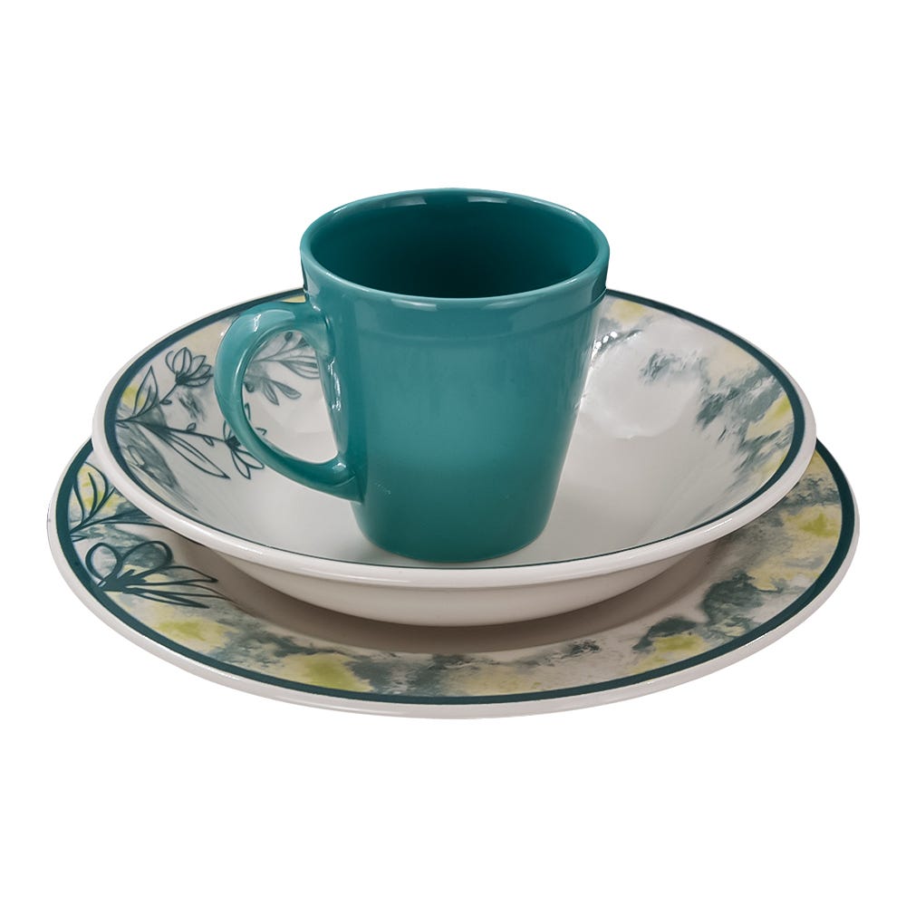 Vajilla de cerámica decorada Cala 12 piezas VL156G040112 Corona