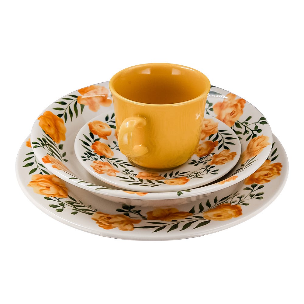 Vajilla de cerámica decorada 16 piezas Alice VL127F040116 Corona