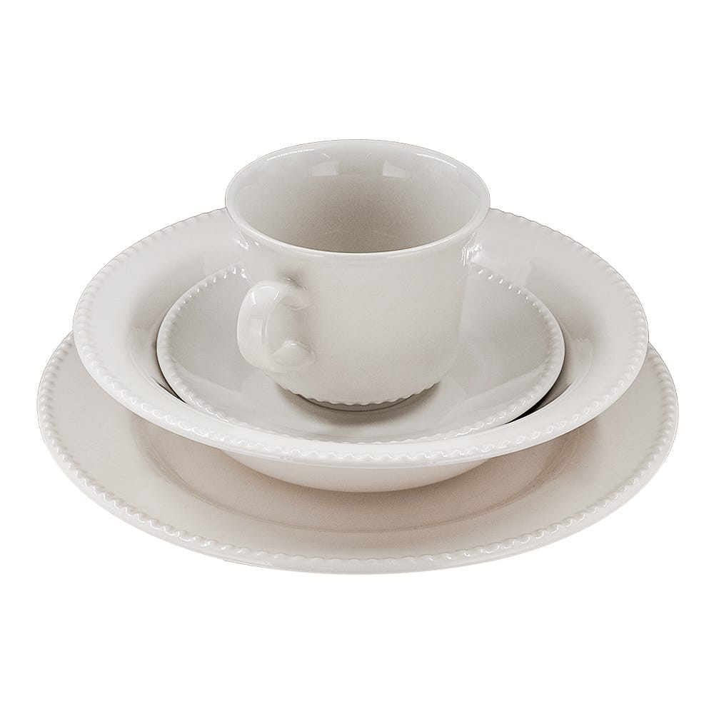 Vajilla de cerámica 16 piezas Perla blanco VL1100044316 Corona