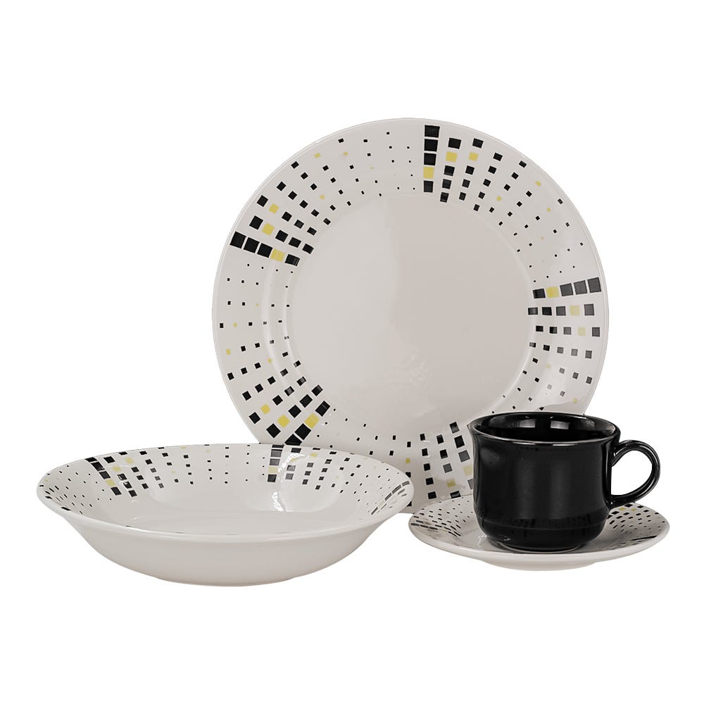 Vajilla de cerámica decorada 16 piezas Malaya VL1184040116 Corona