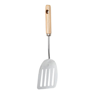 Volteador ranurado de acero inoxidable con mango de madera mediano VAL066 Valery