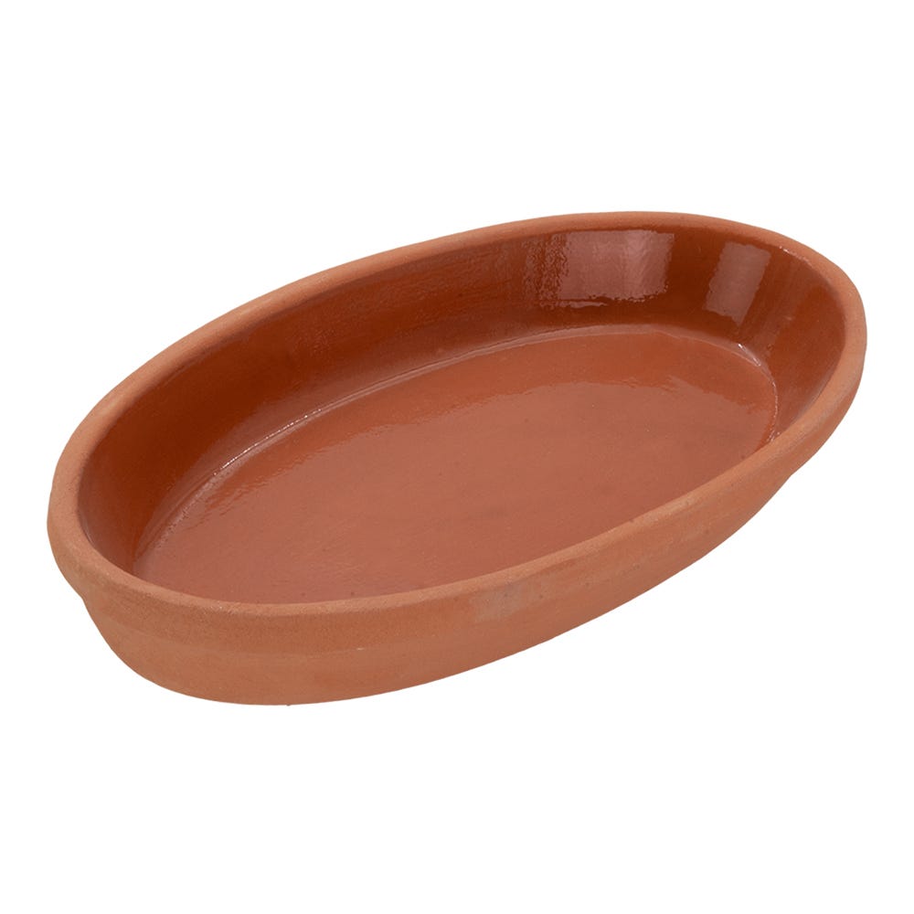 Charola Oval de barro con esmalte en interior para hornear 23 x 13 x 3.5 cm Viapot