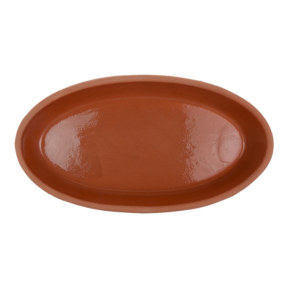 Charola Oval de barro con esmalte en interior para hornear 29 x 16 x 4 cm Viapot
