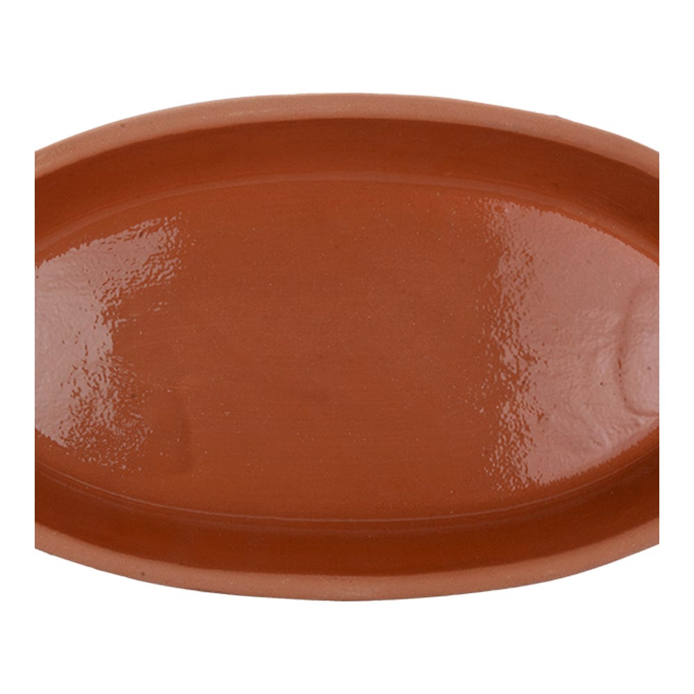 Charola Oval de barro con esmalte en interior para hornear 29 x 16 x 4 cm Viapot