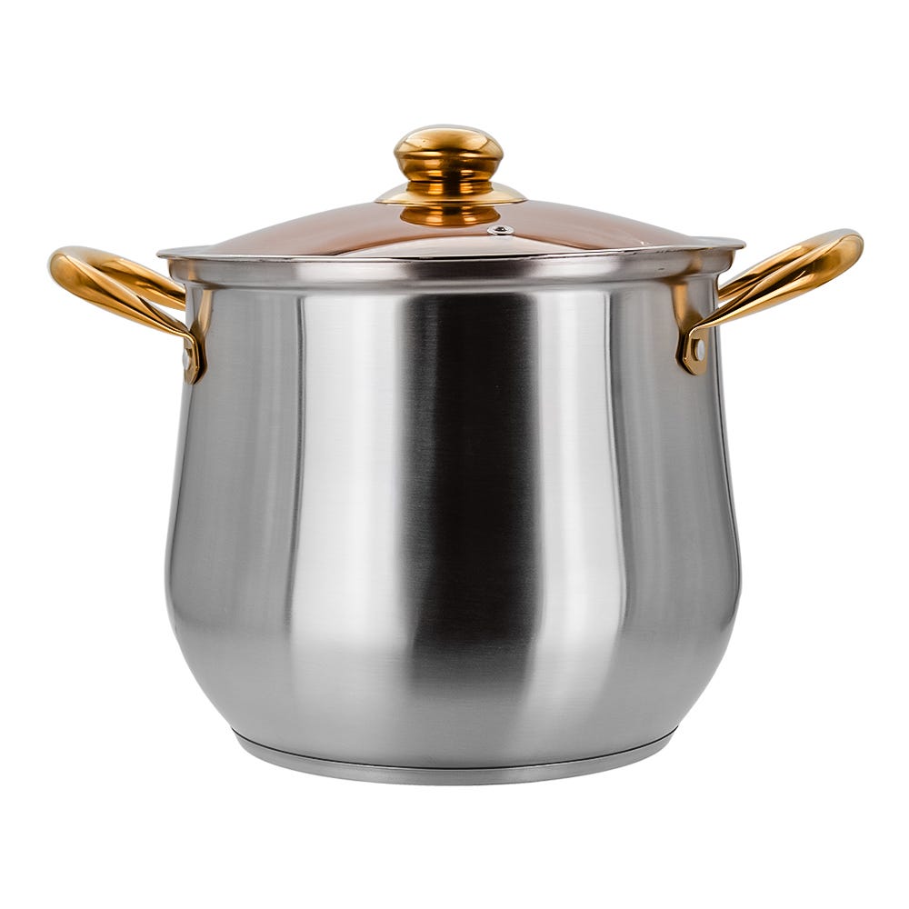 Olla alta de acero inoxidable con tapa de vidrio 5.3 L A05 Qualité Basic