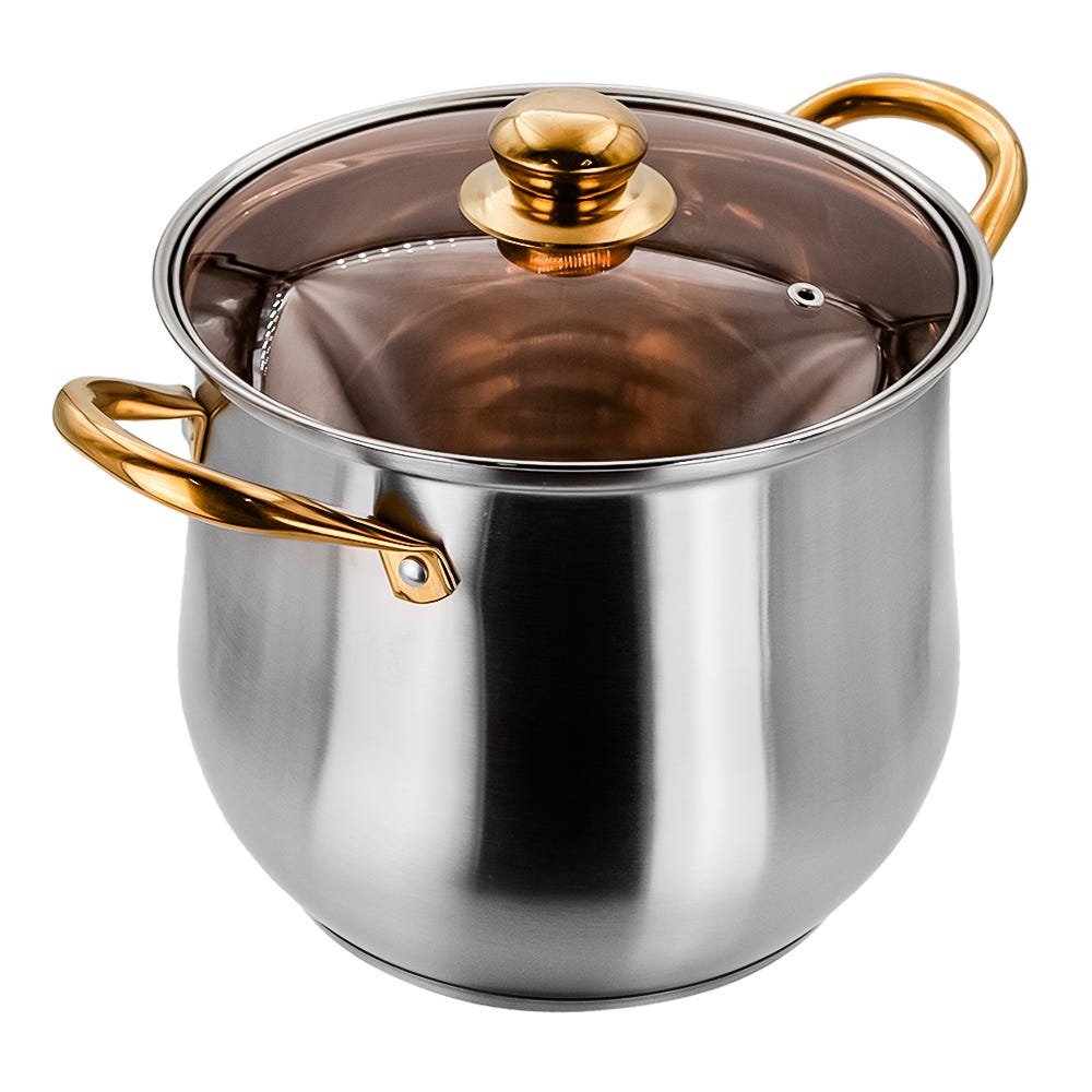 Olla alta de acero inoxidable con tapa de vidrio 5.3 L A05 Qualité Basic