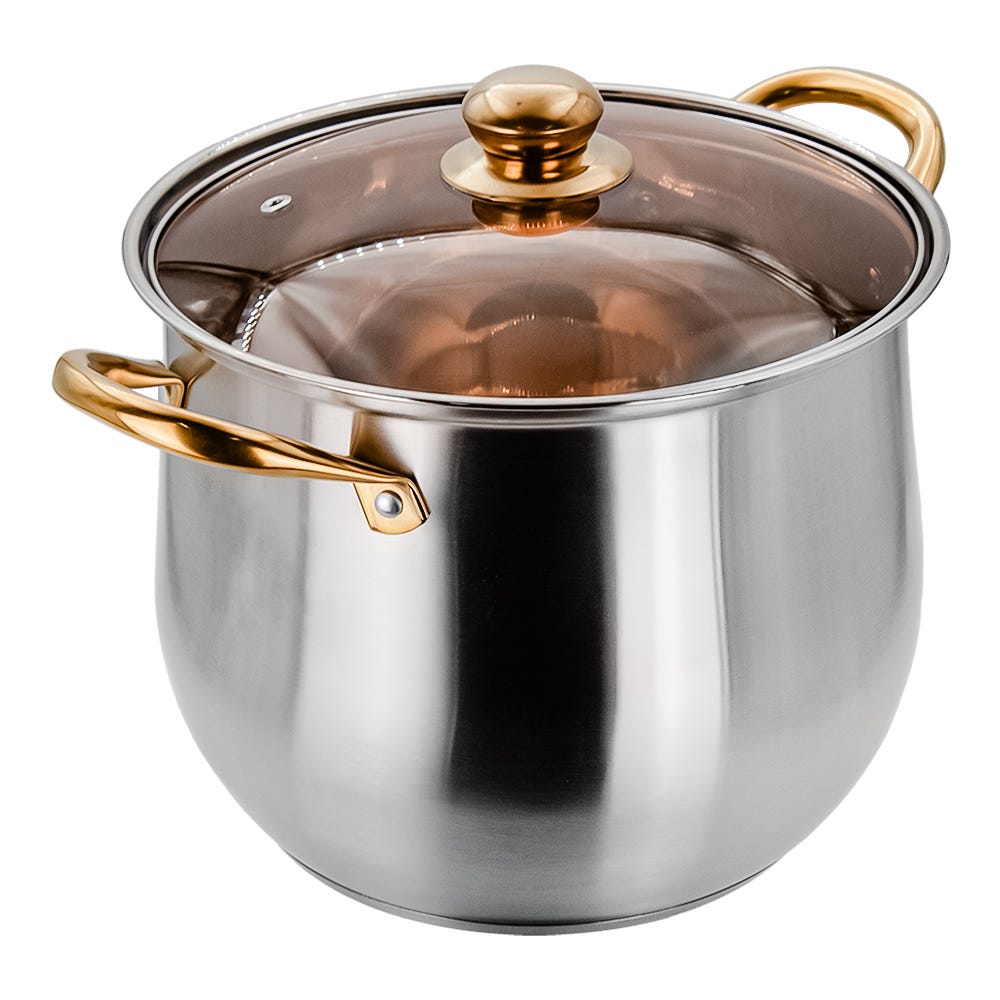 Olla alta de acero inoxidable con tapa de vidrio 7.3 L A05 Qualité Basic