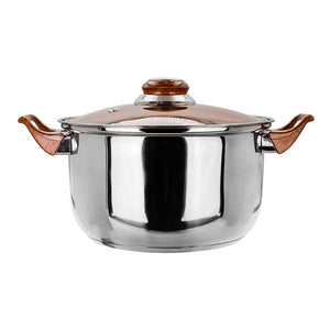 Cacerola de acero inoxidable con tapa de vidrio 2.9 litros marrón A03 Qualité