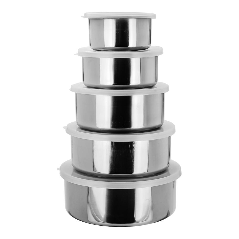 Juego de 5 recipientes de acero inoxidable con tapa ATA0 Qualité