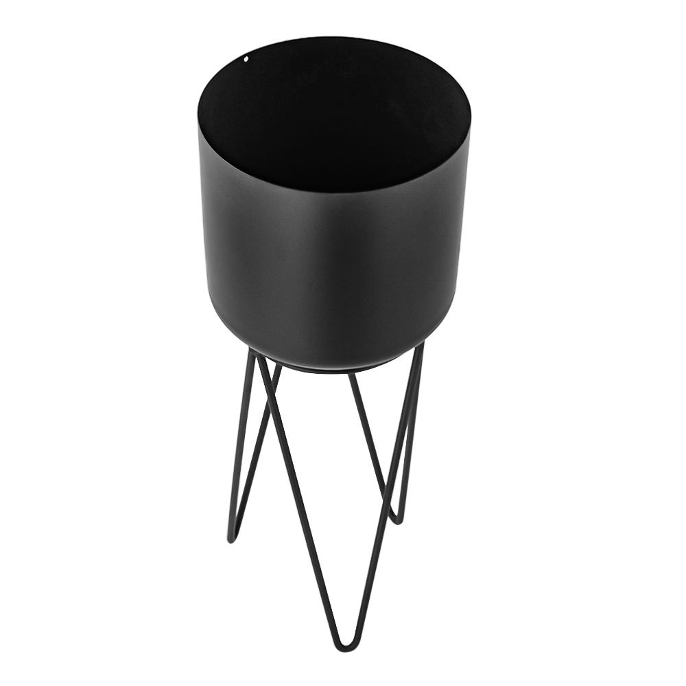 Juego de 2 maceteros de acero inoxidable negro 22871 Qualité