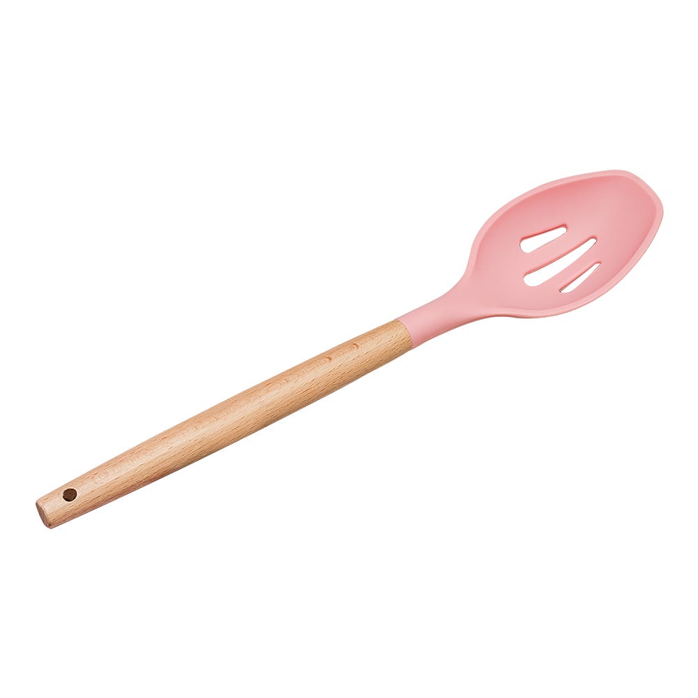 Cuchara ranurada de madera y punta de silicón varios colores ATU03H Home Sweet Home