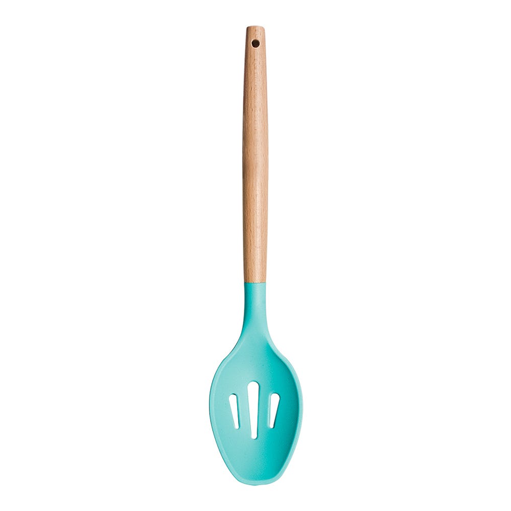 Cuchara ranurada de madera y punta de silicón varios colores ATU04I Home Sweet Home