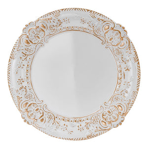 Plato base de plástico blanco con borde dorado AP05 Home Sweet Home