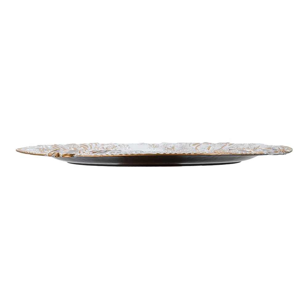 Plato base de plástico blanco con borde dorado AP05 Home Sweet Home