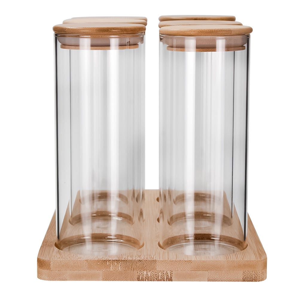 Juego de 6 frascos de borosilicato con tapa y base 330 ml 24SGPG6YTP-1 Home Sweet Home