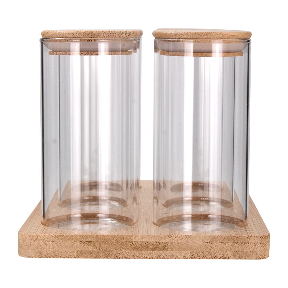 Juego de 6 frascos de borosilicato con tapa y base 250 ml 24SGPG6YTP-2 Home Sweet Home