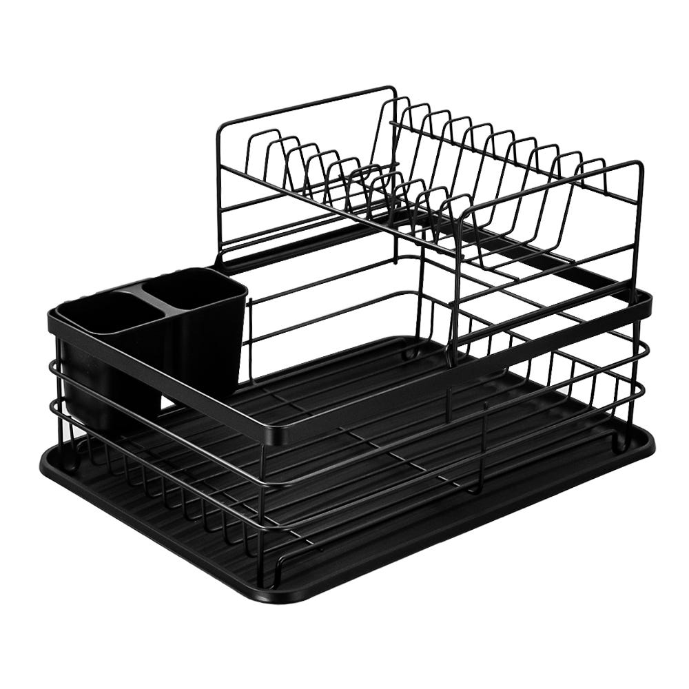 Escurridor de hierro con charola y porta cubiertos negro A1570 Home Sweet Home