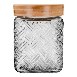 Frasco de vidrio con tapa de madera 1.4 L S02-0594-16-AE-1 Home Sweet Home