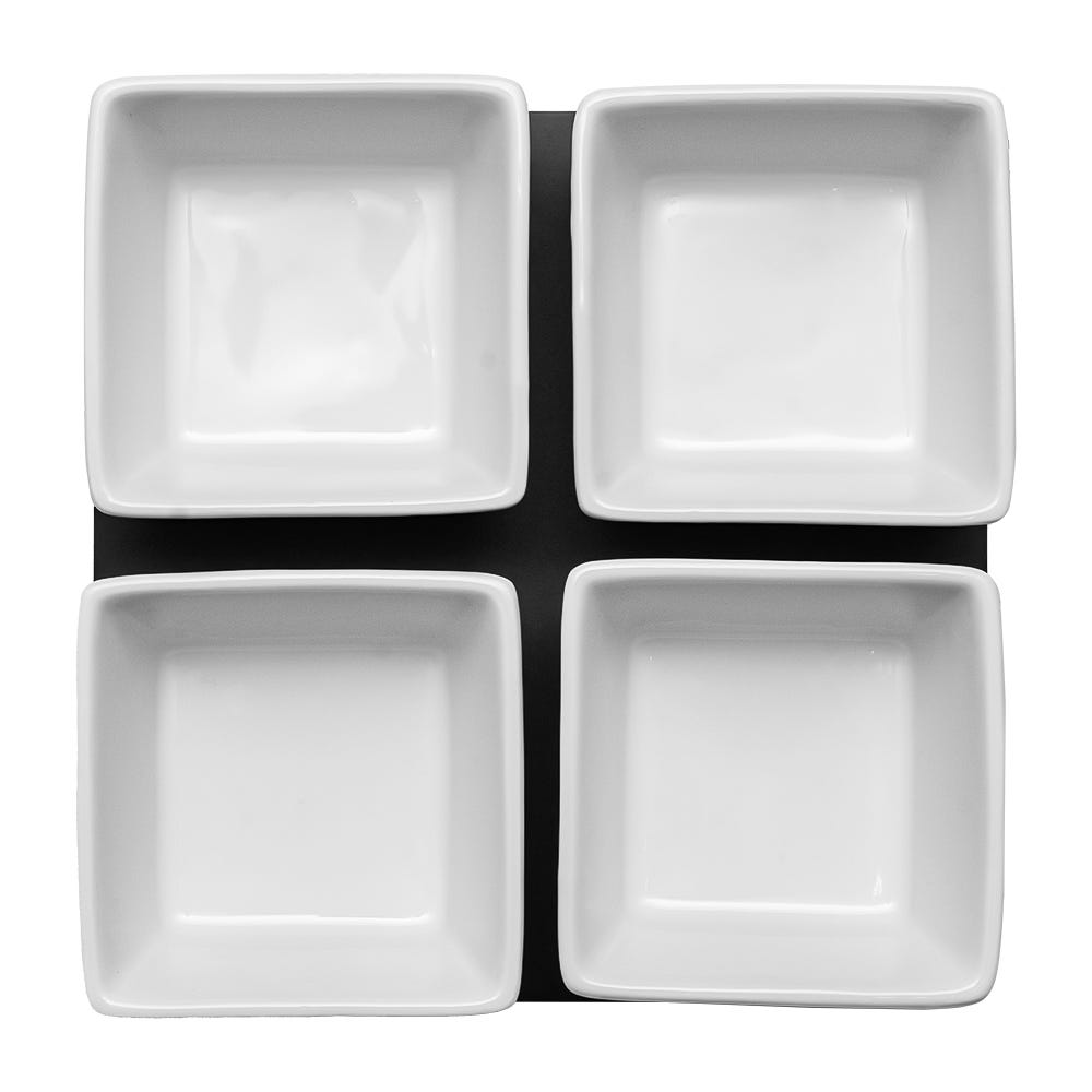 Juego de 4 tazones cuadrados de cerámica con base YM10 Home Sweet Home