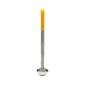 Cucharón de acero inoxidable con mango amarillo 1 oz 