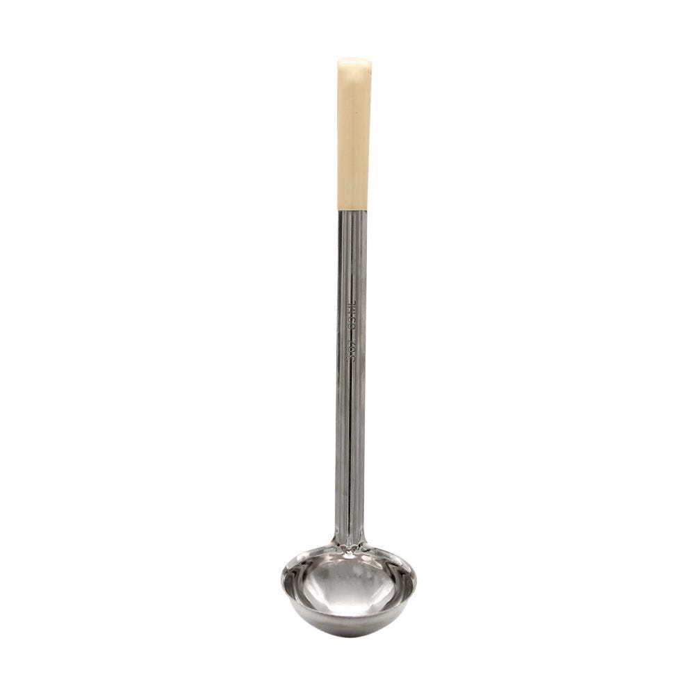 Cucharón de acero inoxidable con mango marfil 3 oz
