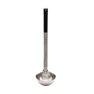 Cucharón de acero inoxidable con mango negro 6 oz