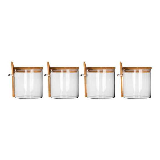 Juego de 4 especieros de vidrio con tapa y cuchara ATN3606 Home Sweet Home