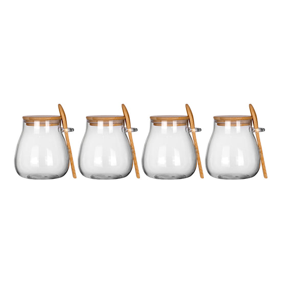 Juego de 4 especieros de vidrio con tapa y cuchara ATN3607 Home Sweet Home