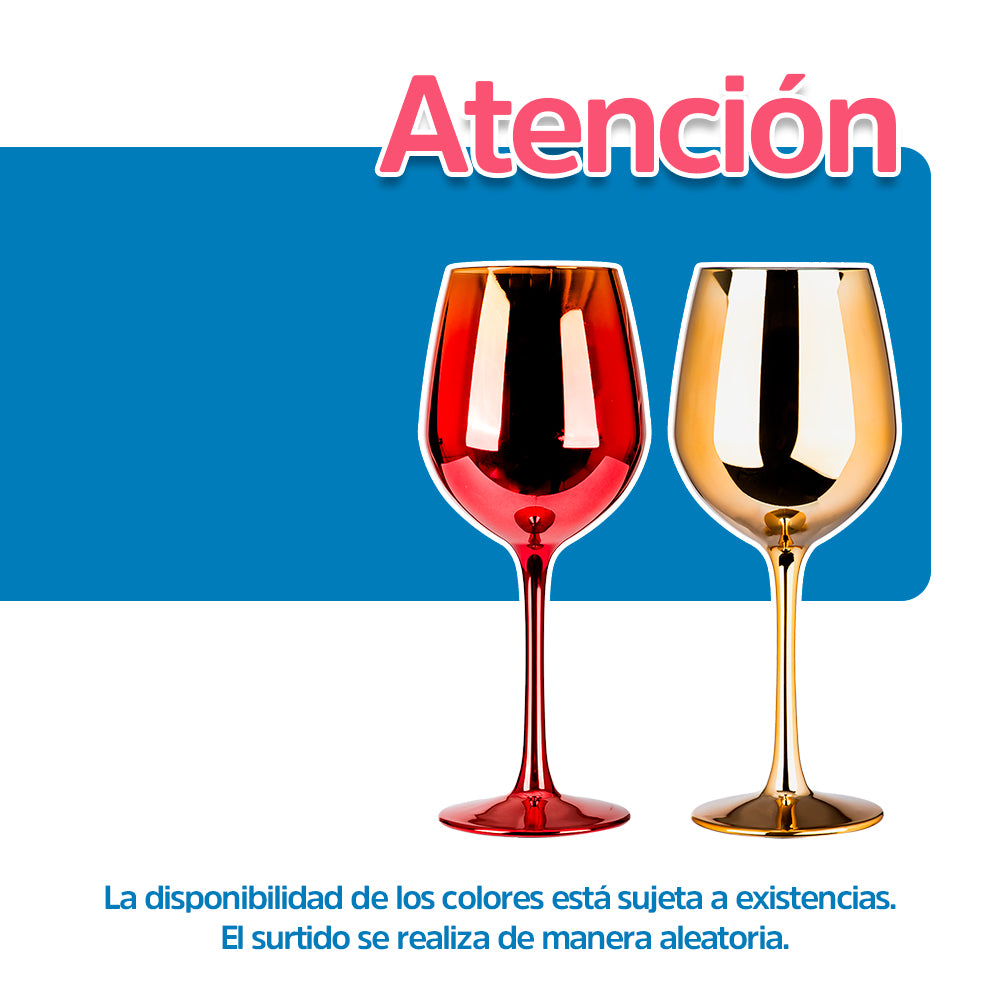 Juego de 3 copas de vidrio para vino 300 ml varios colores ATD3151 Home Sweet Home