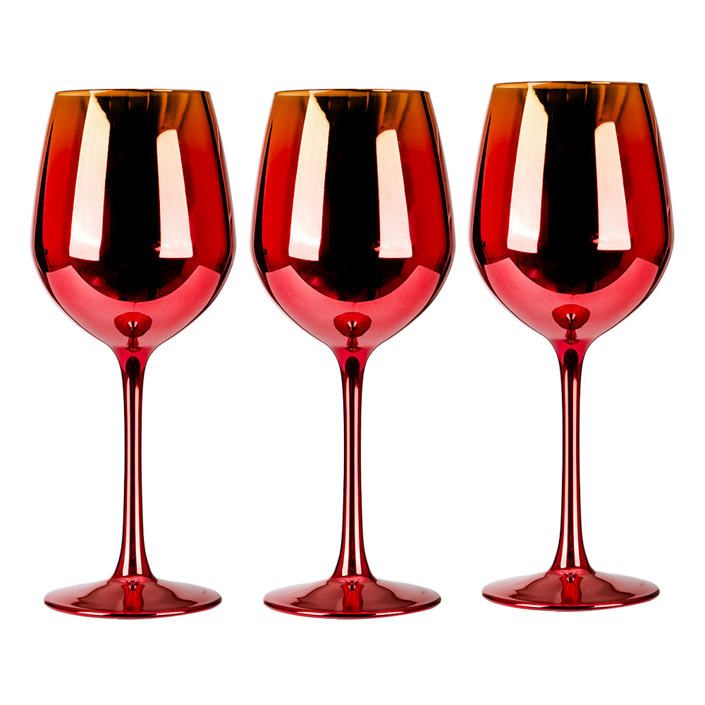 Juego de 3 copas de vidrio para vino 300 ml varios colores ATD3151 Home Sweet Home