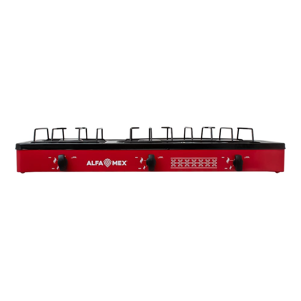Parrilla de gas 3 quemadores cubierta esmaltada rojo 611-5 Alfa