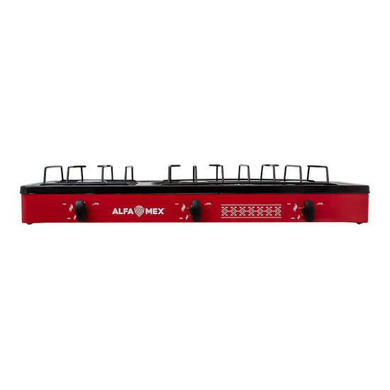 Parrilla de gas 3 quemadores cubierta esmaltada rojo 611-5 Alfa