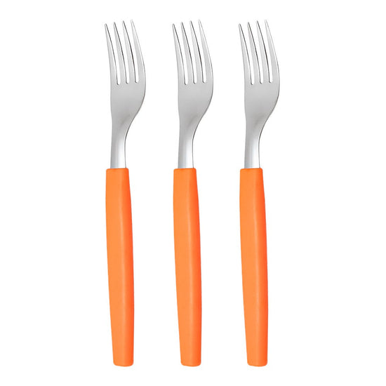 Juego de 3 tenedores acero inoxidable mango plástico naranja Simonaggio