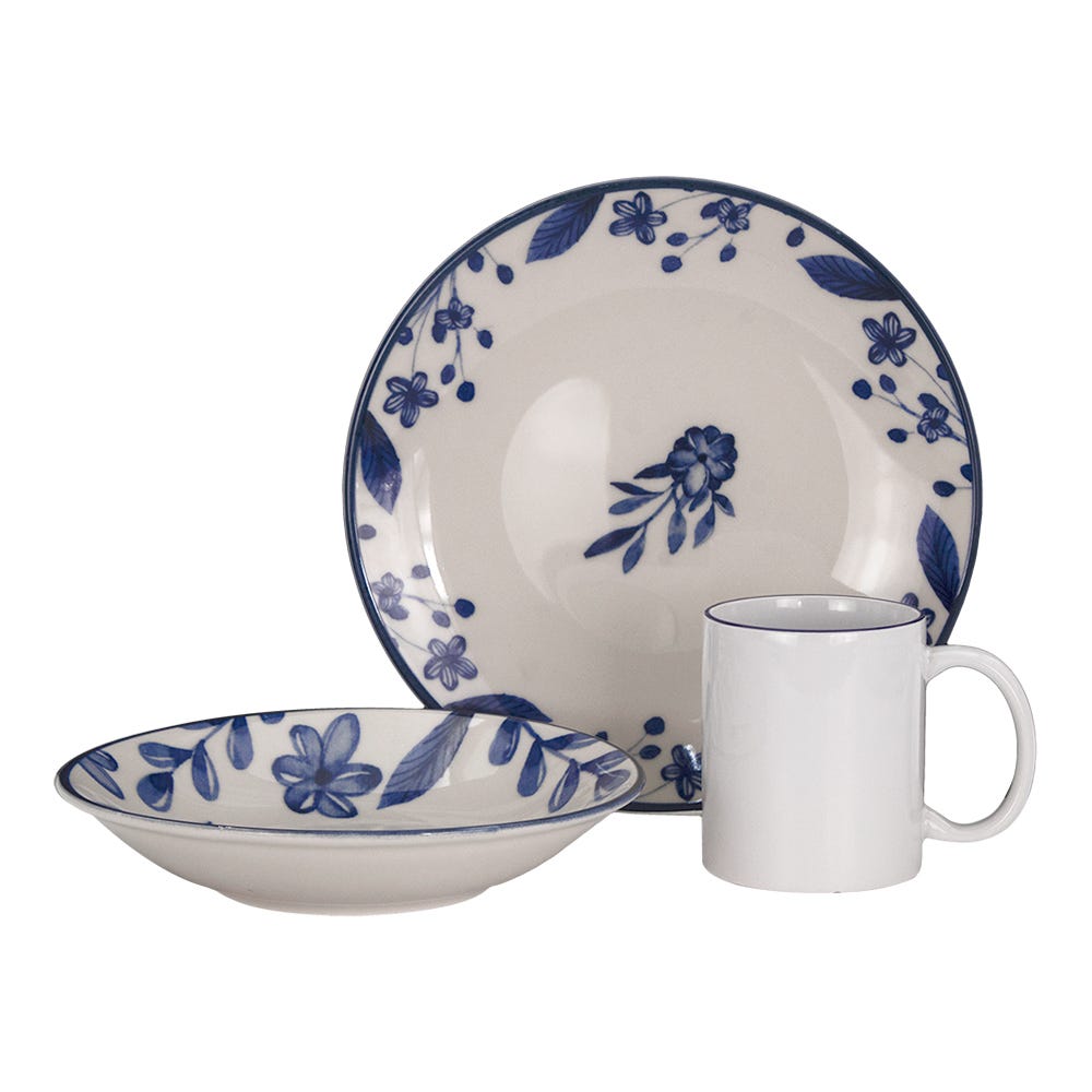 Vajilla cerámica decorada 9 piezas Blue Summer 1VAJ0920PBSU3 Ánfora