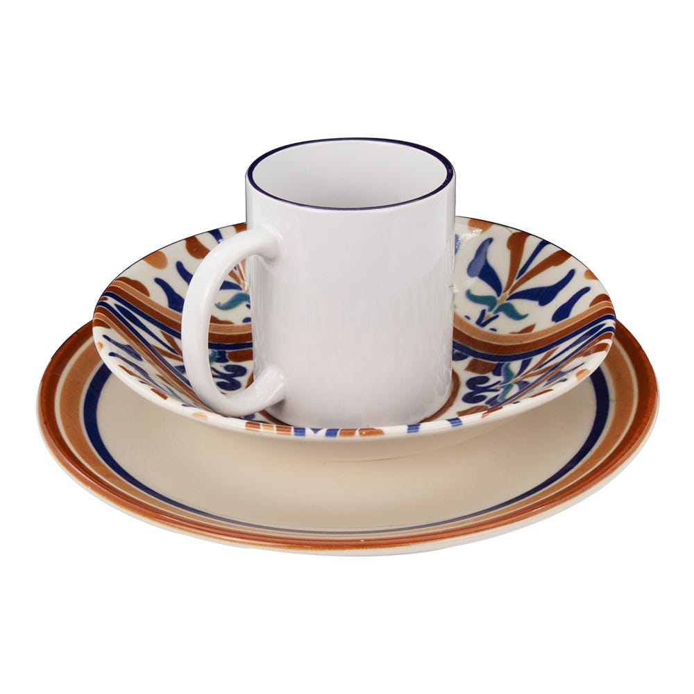 Vajilla de cerámica decorada 12 piezas Andaluz 1VAJ122024313 Ánfora