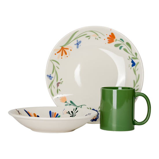 Vajilla de cerámica decorada 12 piezas Paraíso 1VAJ122024333 Ánfora