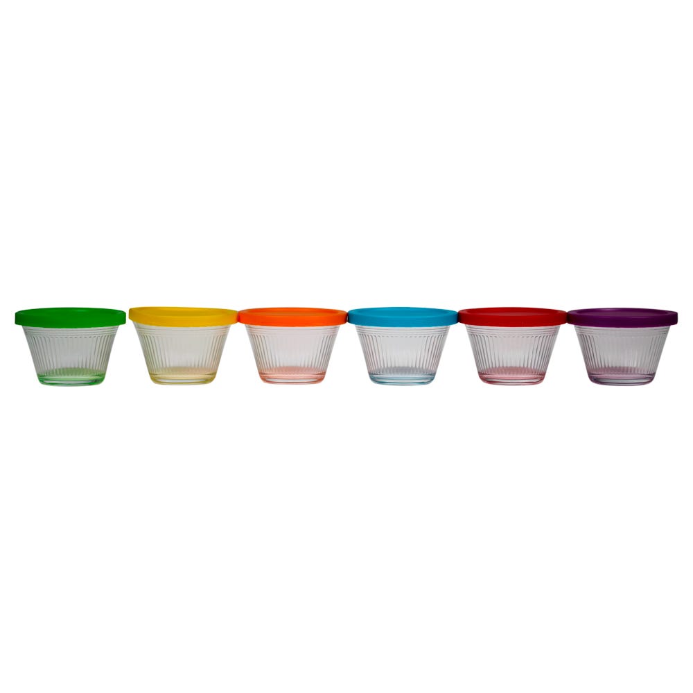 Juego de 6 flaneras con tapa de colores Santa Elenita