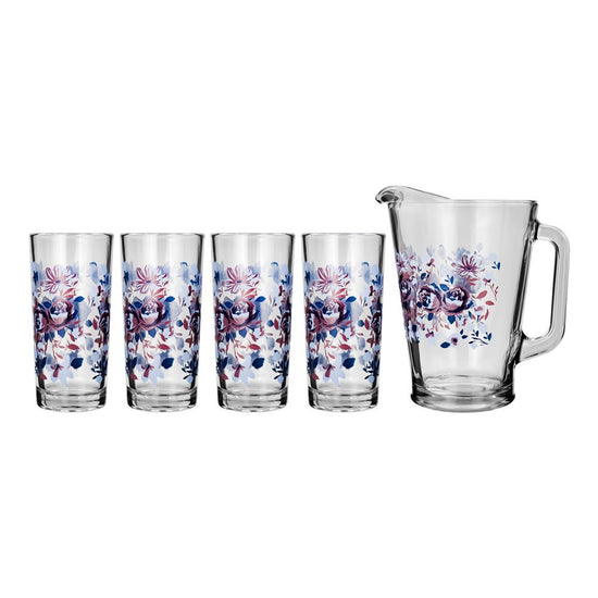 Juego de agua de vidrio 5 piezas flores tita 8639 Crisa