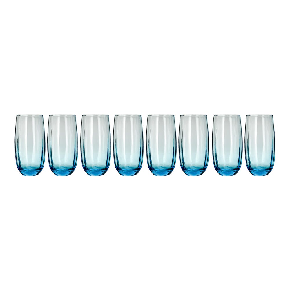 Juego de 8 vasos de vidrio Santiago 500 ml azul Zafiro 9109 Crisa