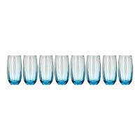 Juego de 8 vasos de vidrio Santiago 500 ml azul Zafiro 9109 Crisa