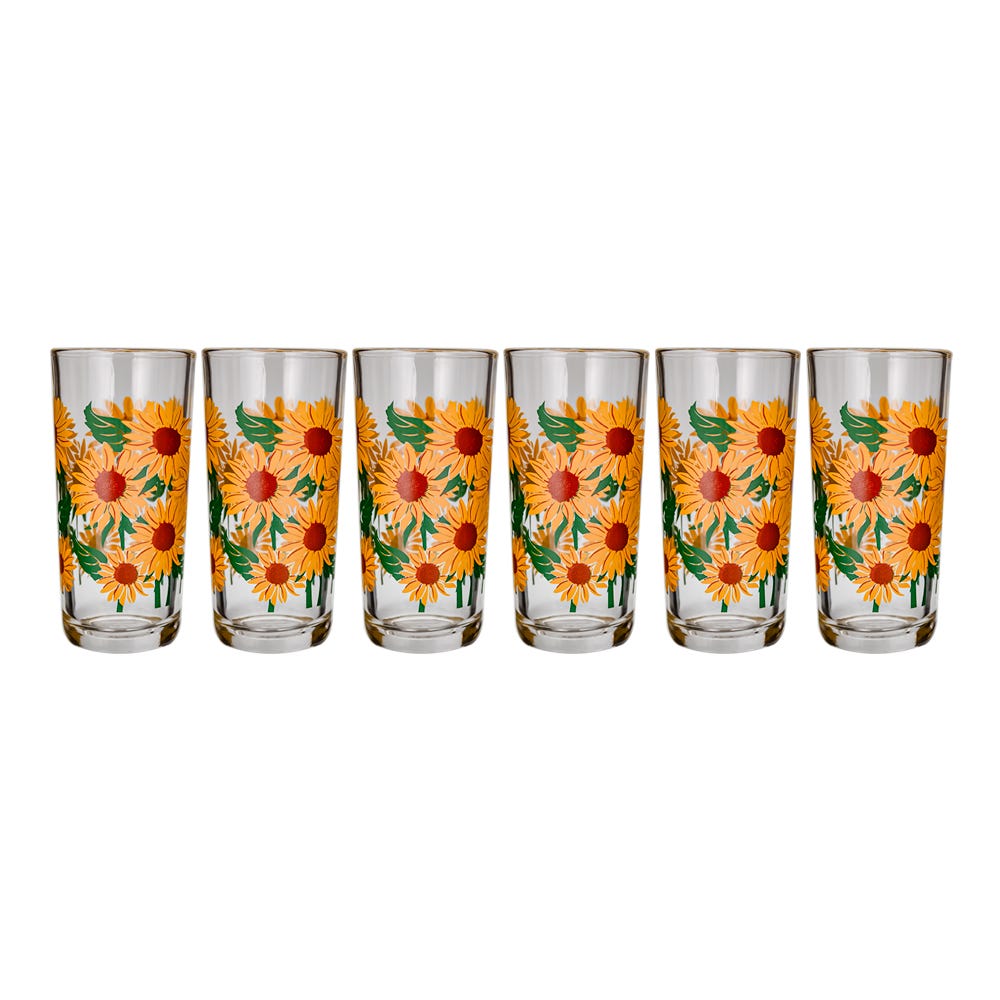 Juego de 6 vasos vidrio 250 ml Girasol 8360 Crisa