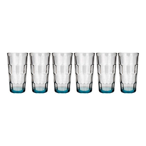 Juego de 6 vasos de vidrio 250 ml Iglu atom azul 0150 Crisa