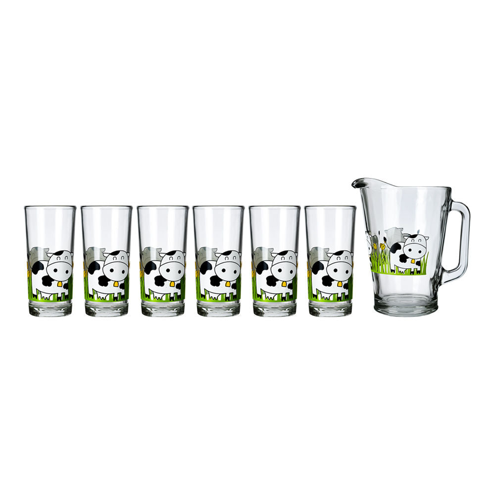 Juego de agua 7 piezas de vidrio Vacas Pasto C431 Crisa